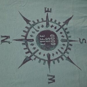 Life is Good Compass T-Shirt Turquoise Sz M